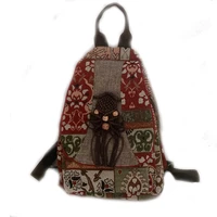 2021 new women backpack female vintage handmade backpacks for girls shoulder bags national geometrical print canvas rucksack