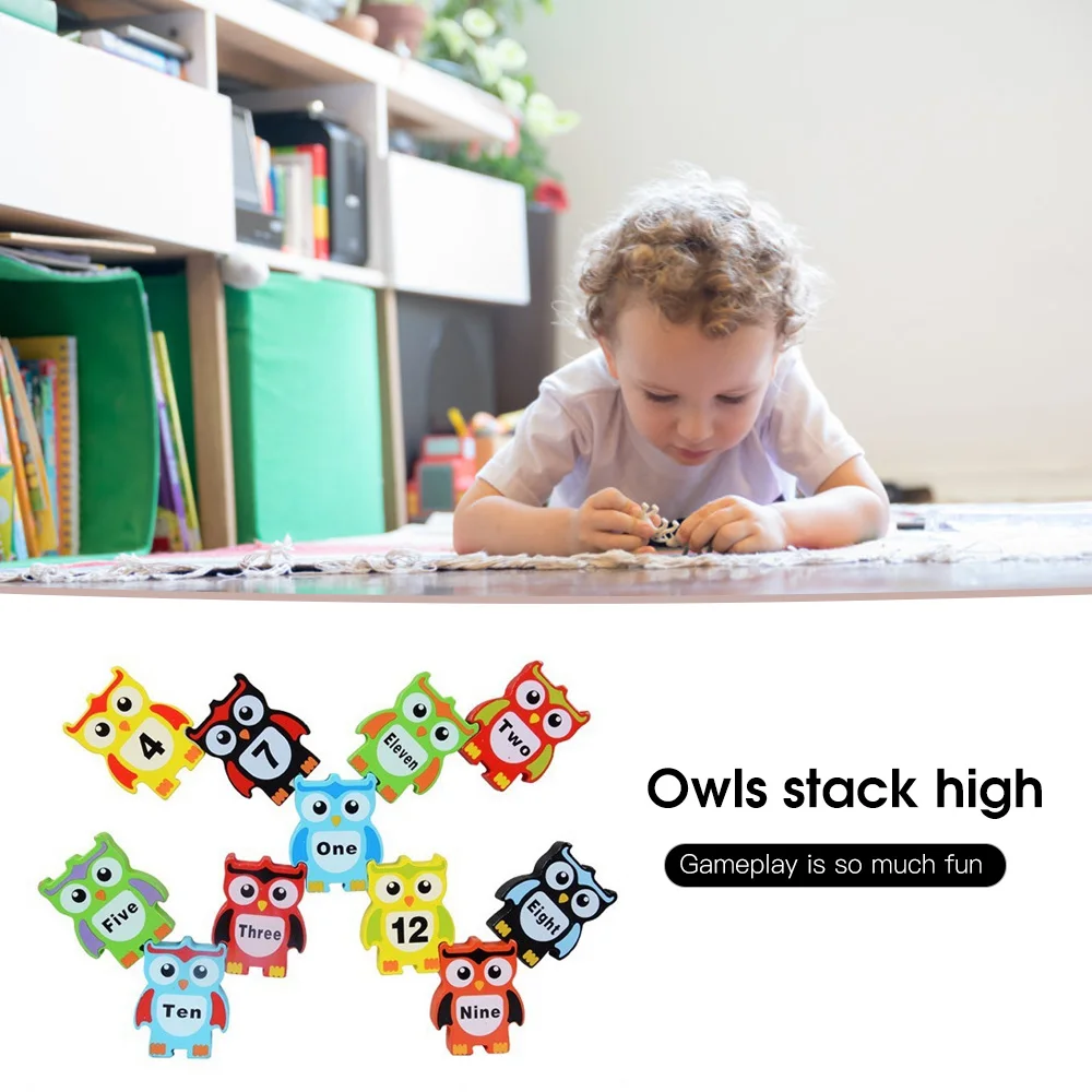 

1 Set Kids Building Blocks Stacking Owls Wood Animal Blocks Balance Game Toy Early Childhood Development Toy