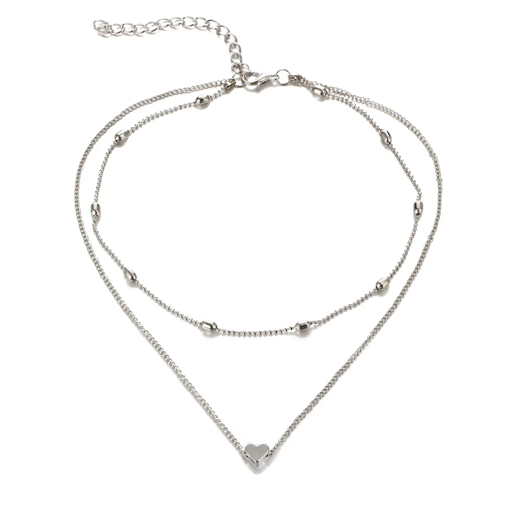 2020 new cute peach heart multi-layer collar chain necklace simple Necklace Pendant gift for woman | Украшения и аксессуары
