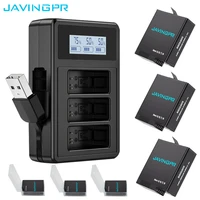 javingpr battery for gopro hero 8 hero 7 hero 6 black 1800mah battery lcd smart charger 3 ways charger for go pro 5 accessories