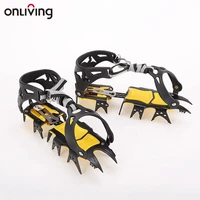 onliving1 pair 18 teeth crampons climbing gear snow ice climbing shoe grippers antiskid manganese steel shoe covers outdoor
