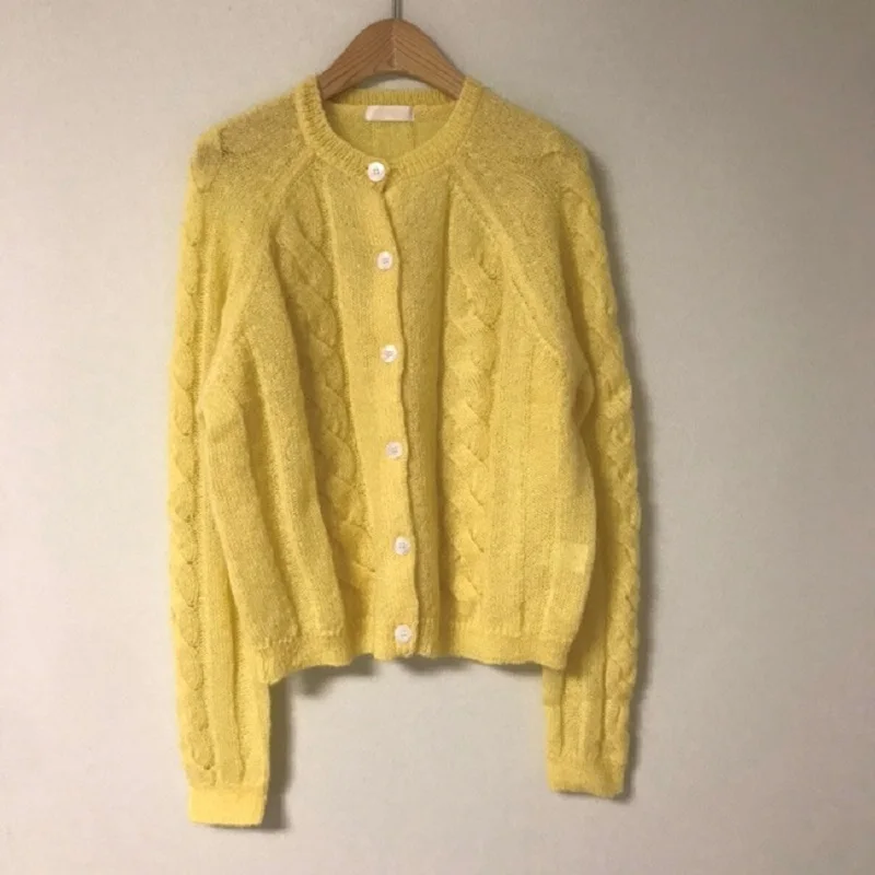 Осенне-зимние вязаные винтажные свитеры женские кардиганы 2019 корейские свитера