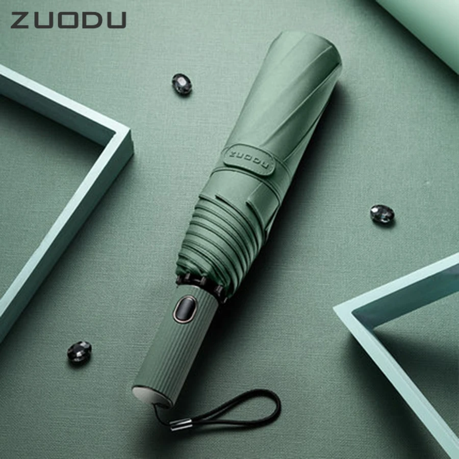 

ZUODU Windproof Automatic Umbrella Men Folding Creative Gentleman Umbrella Men Strong Car Rain Sun Business Umbrella Gift Box
