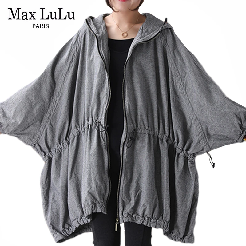 Max LuLu Осенняя Роскошная Корейская Дамская одежда в стиле панк женские модные тренчи с капюшоном винтажные негабаритные женские ветровки
