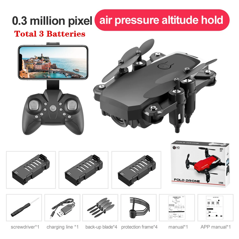 Радиоуправляемый вертолет LF606 видеосъемка Квадрокоптер WiFi fpv 4K HD камера удержание высоты пульт дистанционного управления Квадрокоптер лучшие игрушки для начинающих - Цвет: B3-Color Box-0.3MP