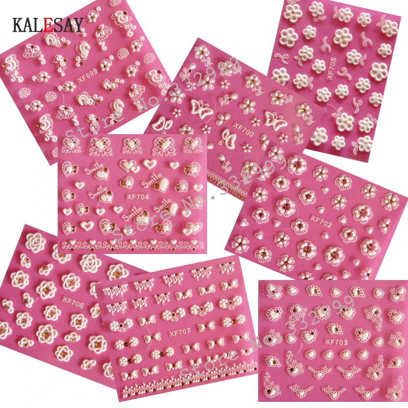 3D дизайн ногтей внешний клей белые/золотые наклейки декоративные для красивые