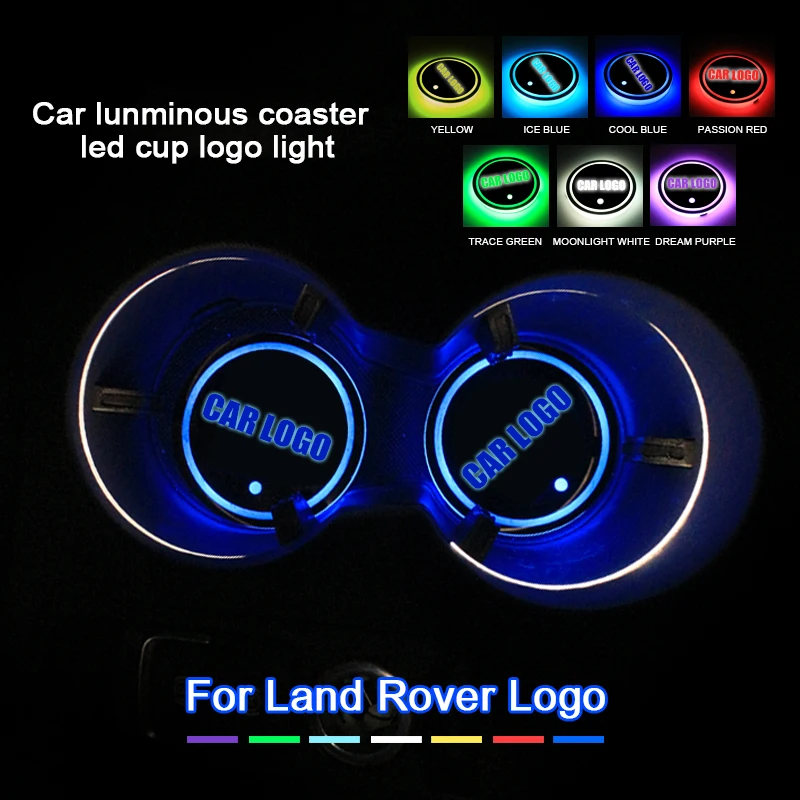 2 шт. Автомобильные светодиодные подставки для чашек Land Rover светильник логотипа