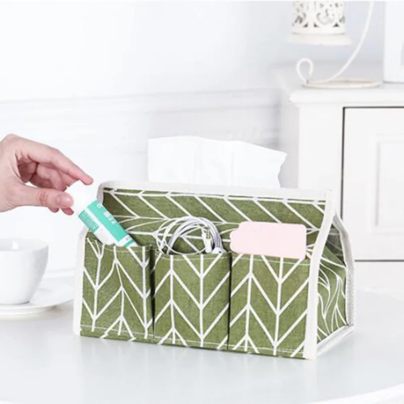 Домашняя хлопковая коробка из льняной ткани с маленькими карманами в стиле