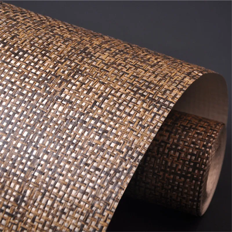 

2000A008 Small Sample MYWIND Promotion Gold Brown Paper Weave Textured Natural Fabric Wallpaper Living Room Home Decoration