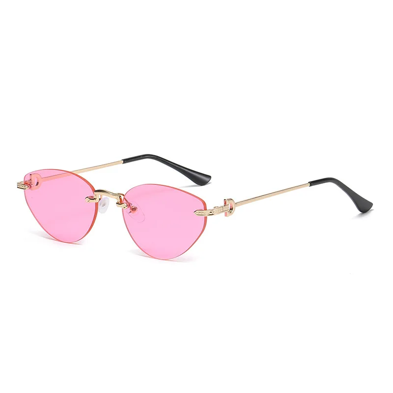 

Fashion Rimless Metal Ocean Film Cat Eyes Frame Sunglass Polarized Anti-ultraviolet UV400 Casual Sunglasses for Adult,Women,Men