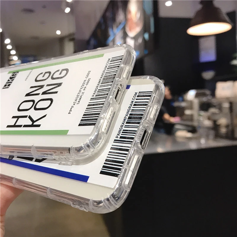 

INS FIRST CLASS PLANE TICKET Phone Case For iPhone 11Pro Max 7 8 Plus X XR XS Max Flight Ticket Letter Soft Silicone Back Cover