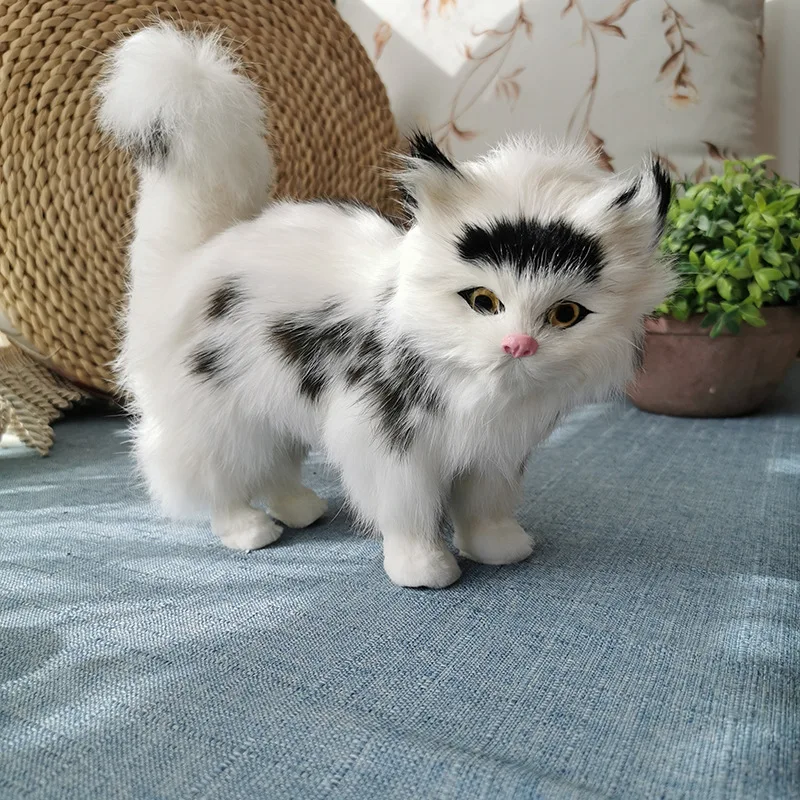 

25*10*20cm,Simulation Cute Cat Toy,Real Fur Cat with a cocky tail,Birthday Party Gift,Home Decoration Accessories,easter decor