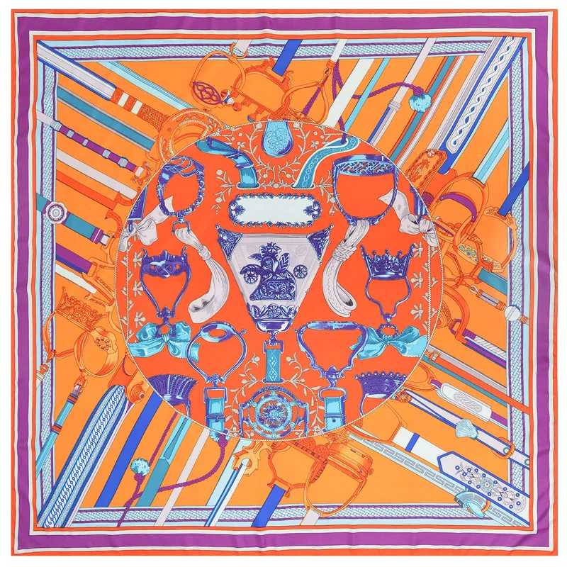 

130 см саржевый шелковый шарф, квадратный шарф с принтом из плавкого седла, Женская бандана, шаль, роскошный фирменный шарф, шарфы, шарфы для ж...