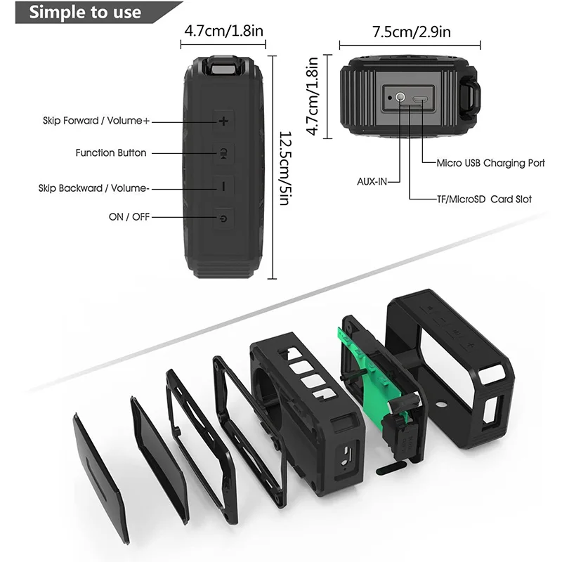Портативный Bluetooth динамик беспроводной s V4.1 IP67 водонепроницаемый