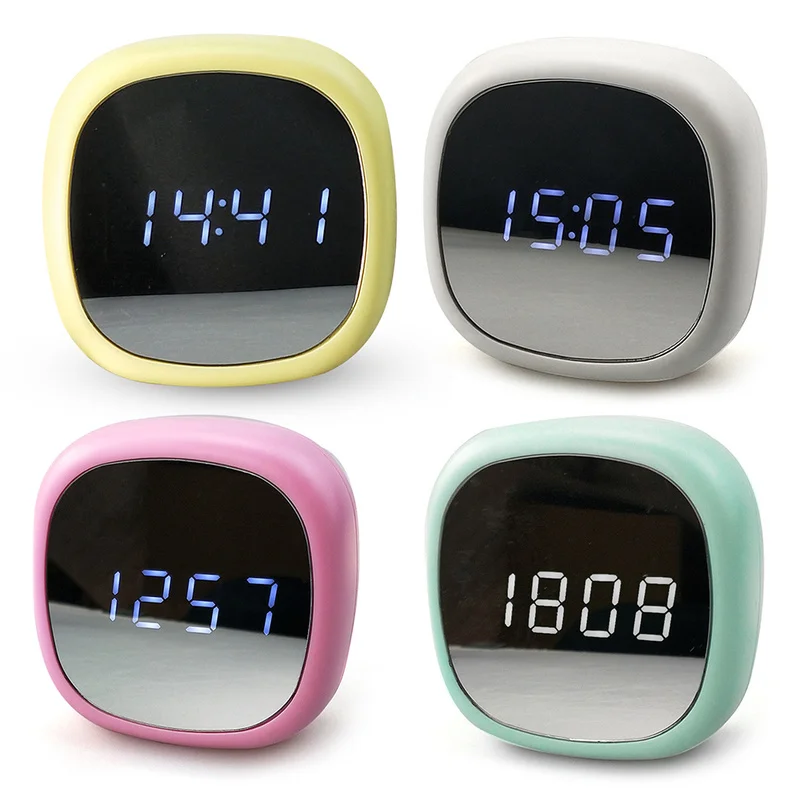 Зеркальные часы-будильник со звуковым сигналом мульти-Функция светодиодный