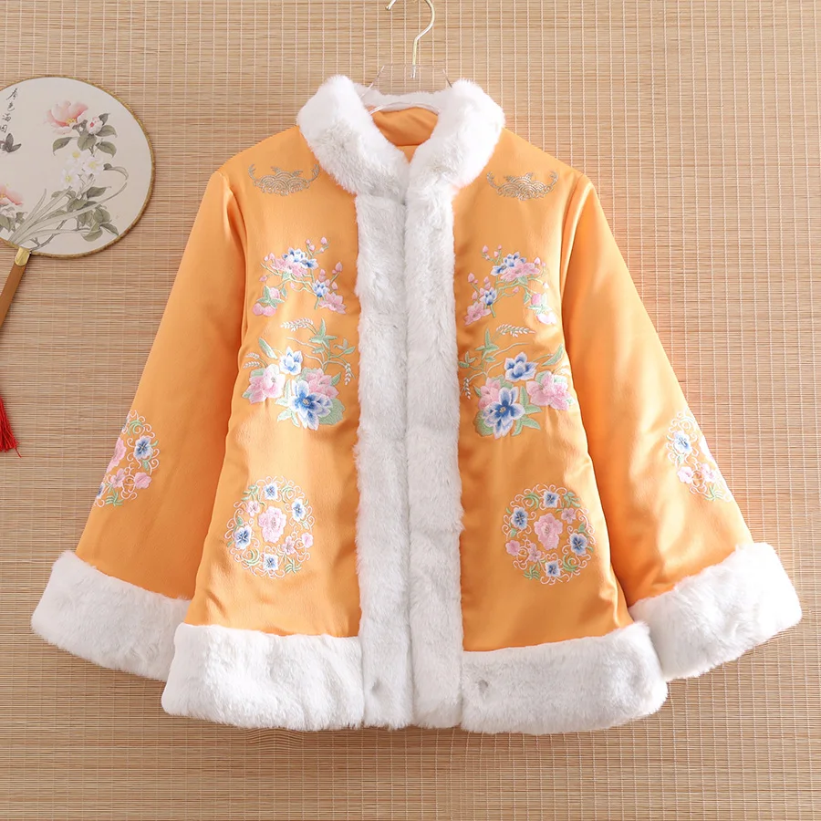 High-end Winter Women Jacket Top Chinese Style Embroidery Elegant Lady Thick Warm Loose Coat Female S-XXL