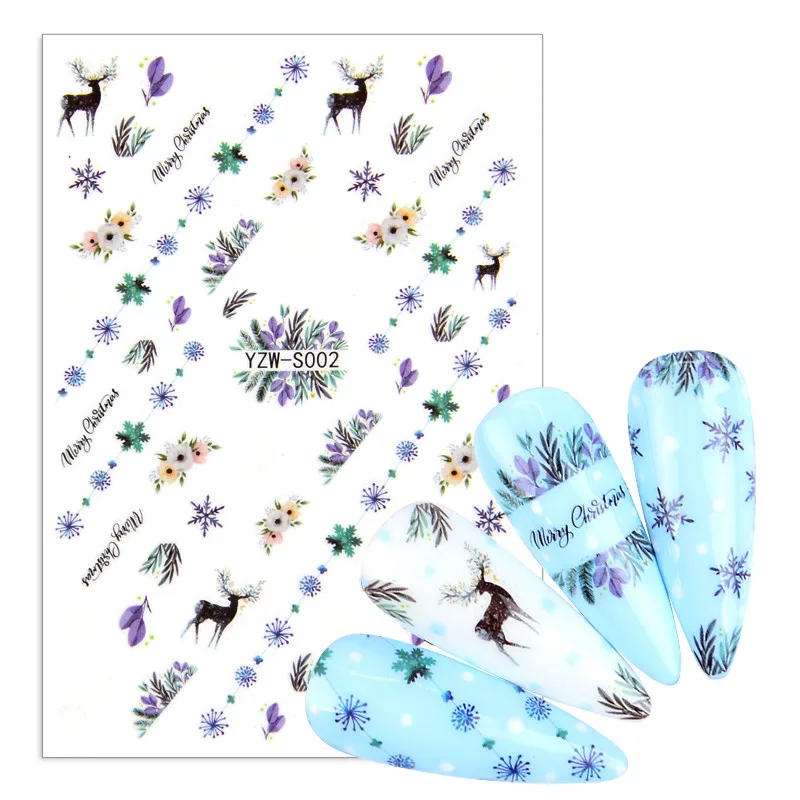 

3D Nail Sticker Christmas New Years Snowflake Lavender For Nail Art Stickers Snowflake DIY Nail Art Decoration Decals Xmas Gift