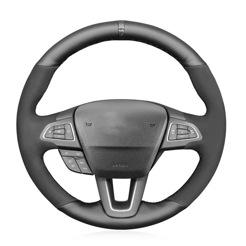 

Suede Leather Black Marker Car Steering Wheel Cover for Ford Focus 3 2015-2018 Kuga 2016-2019 Escape C-MAX Ecosport 2018-2019