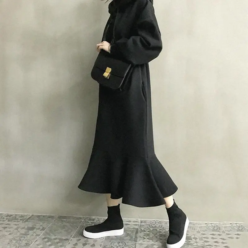 Толстовки с капюшоном платье свитшот корейский стиль Осень-зима 2019 женские