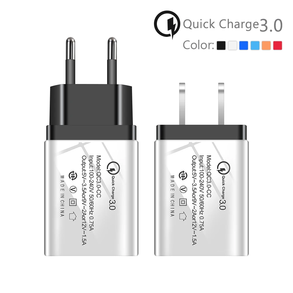ЕС/США Быстрая зарядка 3,0 одно USB зарядное устройство Быстрая зарядка мобильного телефона зарядное устройство для xiaomi a3 mi 9 redmi note 7 samsung galaxy s9