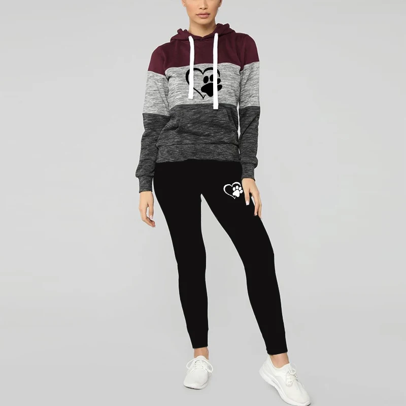 Зимний спортивный костюм для женщин комплект из 2 предметов толстовка с принтом +