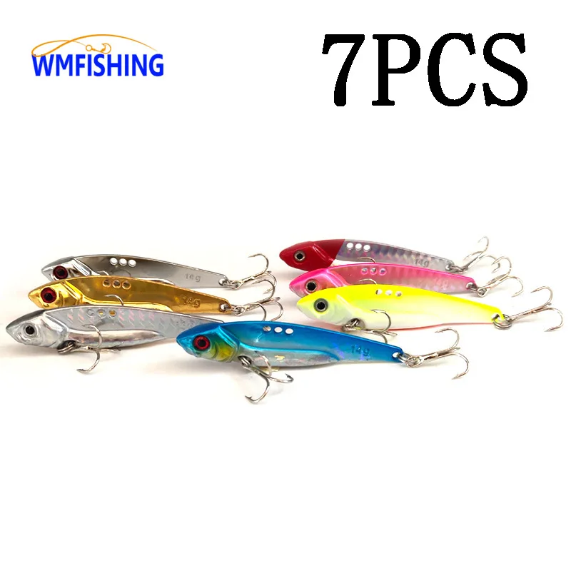 

7pcs Metal Vib Blade Lure Sinking Vibration Baits 7g 10g 12g 14g 18g Artificial Vibe for Bass Pike Perch Fishing Lure Hard Baits