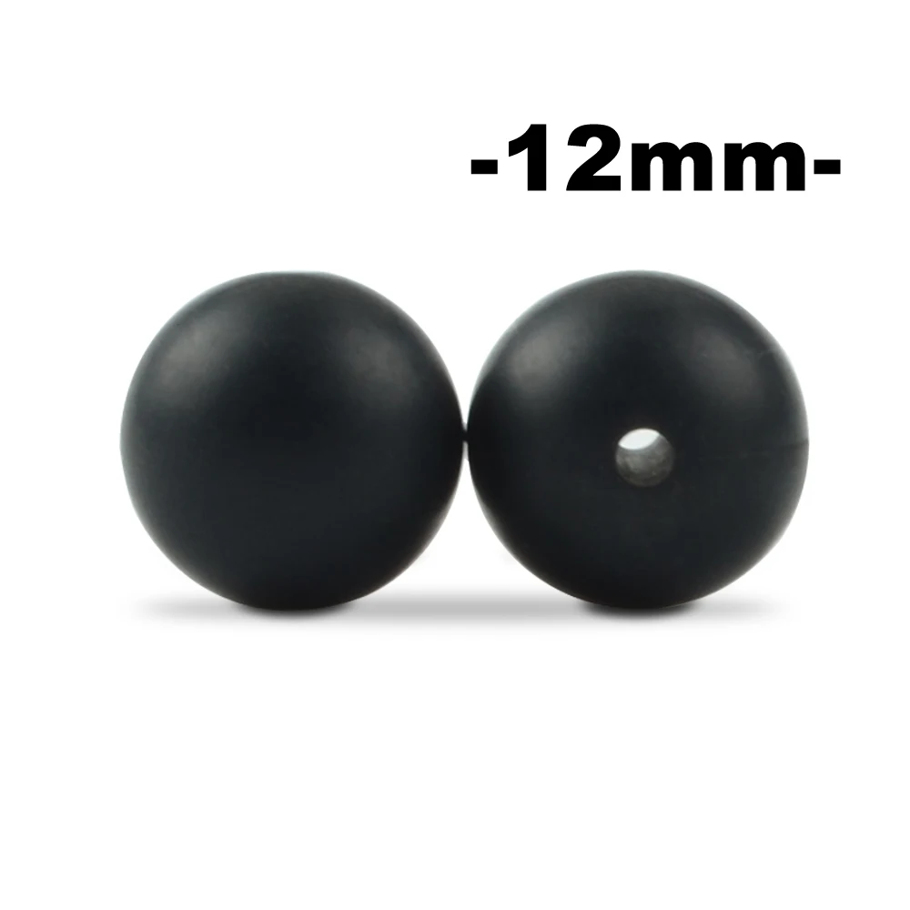 black LOFCA, 12 мм, 100 шт., силиконовые бусины для прорезывания зубов, Прорезыватель для зубов, ожерелье для кормления ребенка, соска, зажим для ухода за полостью рта, не содержит бисфенола, пищевой, цветной - Цвет: black