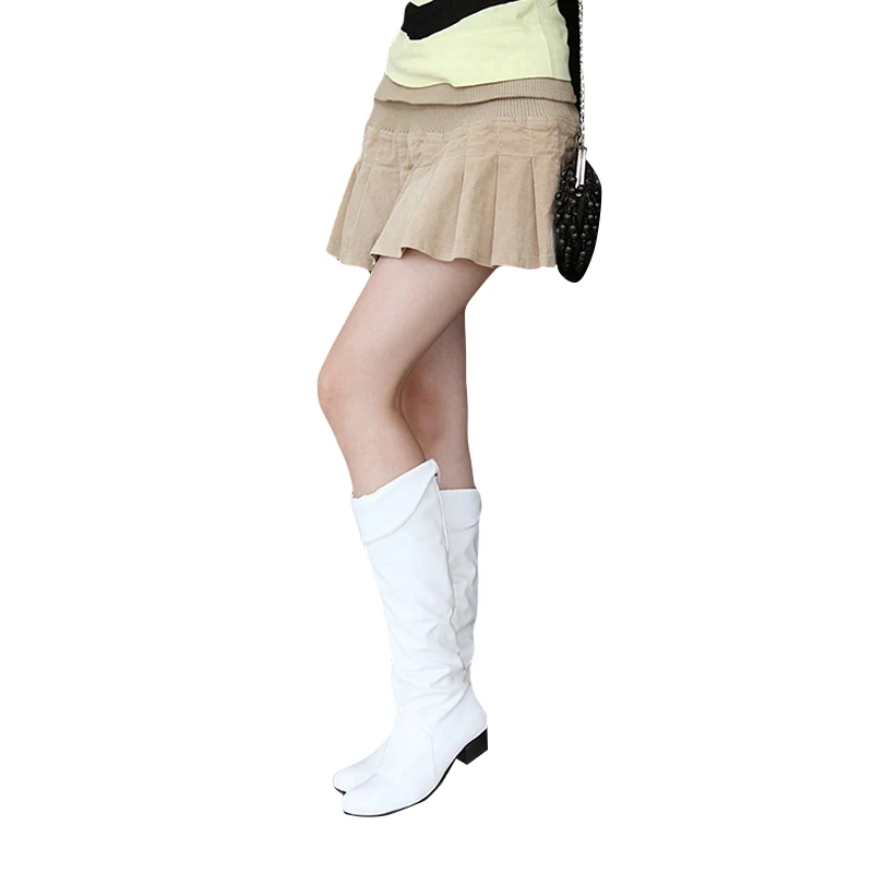 

Женские сапоги до колена, черные, белые, коричневые полусапожки на плоской подошве, обувь для весны и осени