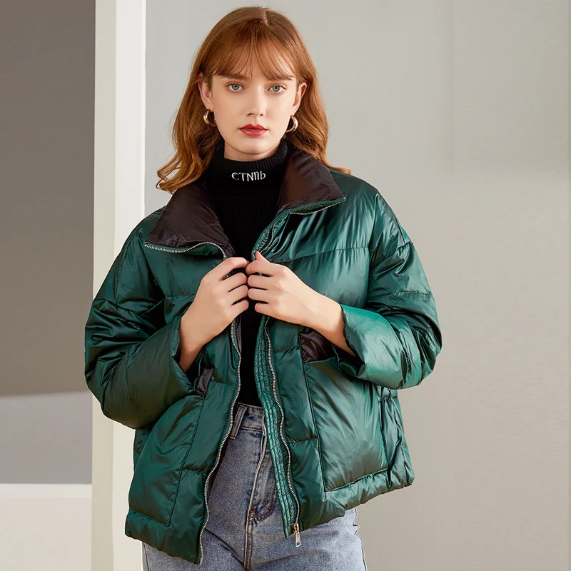 Женский пуховик на белом утином пуху теплая парка с перьями Брендовая верхняя