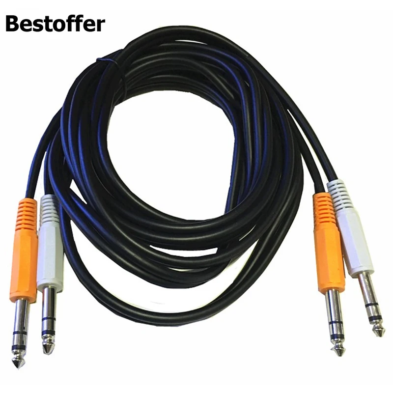 

Dual 2*6.35mm Jack Plug 1/4" Male-Male Audio Mic Extension Stereo Cords Cable Leads 45CM 1M 1.5M 3M