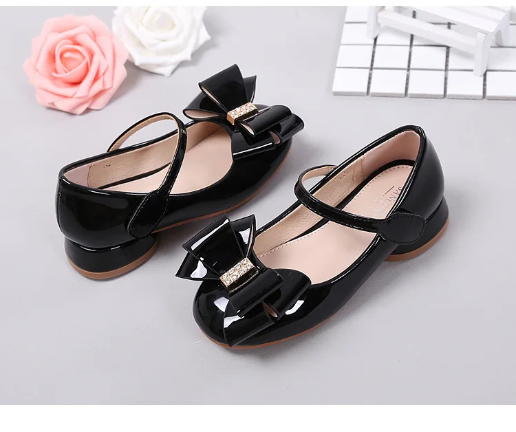 

Spring Autumn New Style Kids Children Girl Shoes Fashion Bowtie Princess Shoes Leather Shoes High Heels Shoes