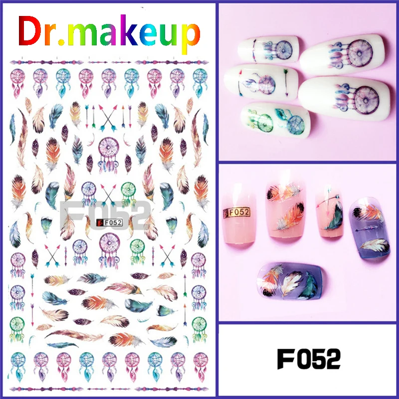 Dr. makeup 1 лист 3D Перьевые переводные наклейки для ногтей DIY Dreamcather Swan ползунки