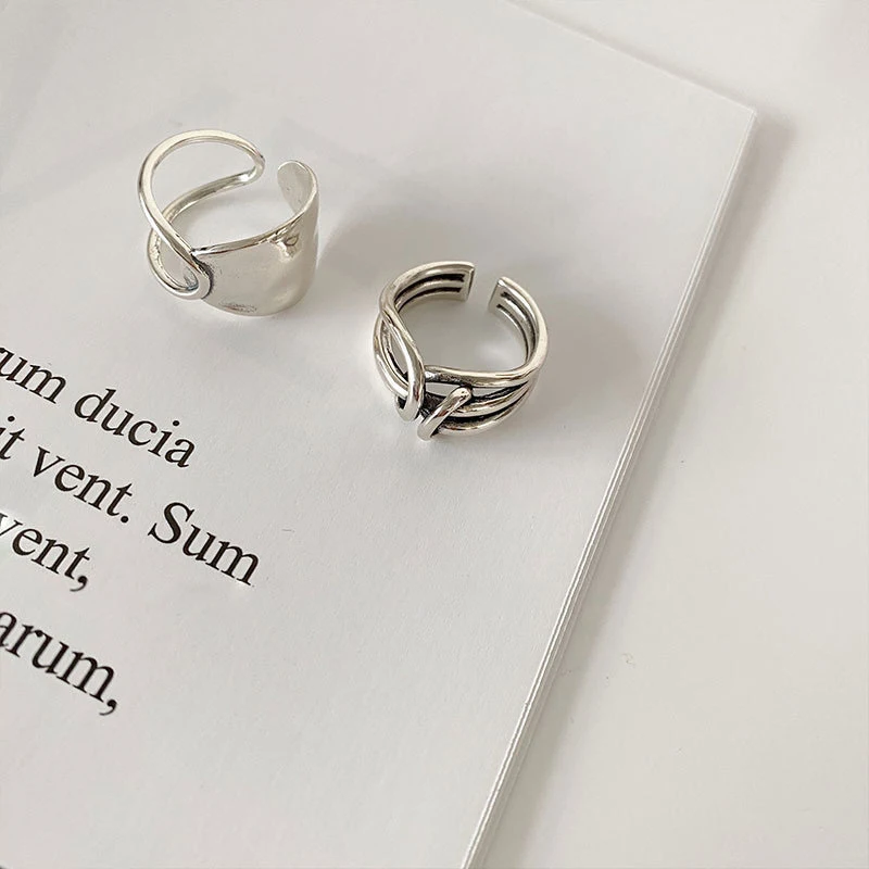 European and American retro multi-style ring fashion high-end French design index finger opening adjustable |