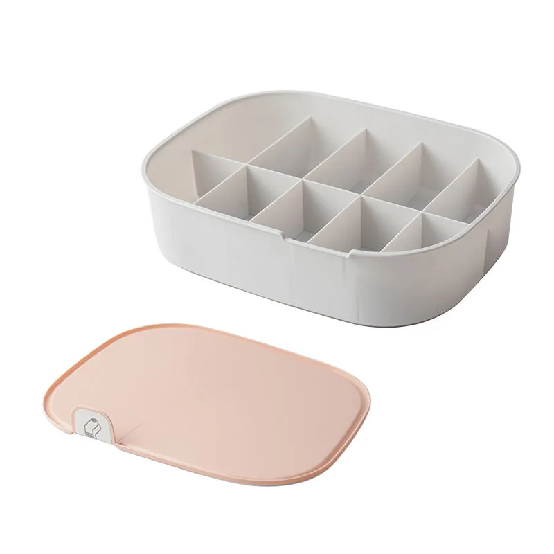 oval Pink 10 lid Бытовая пластиковая коробка для хранения нижнего белья с отметкой отсек шкаф Органайзер с крышкой для нижнего белья носки - Цвет: oval Pink 10 lid