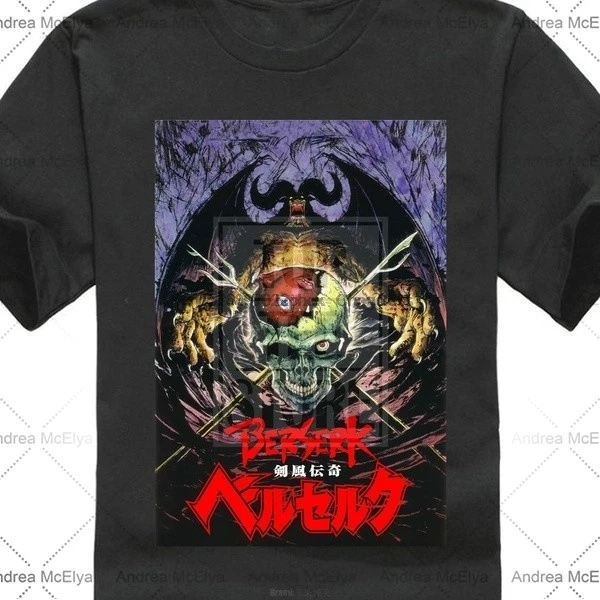 

printed Berserk Skull Knight & Nosferatu Zodd Logo Manga T Shirt Men's