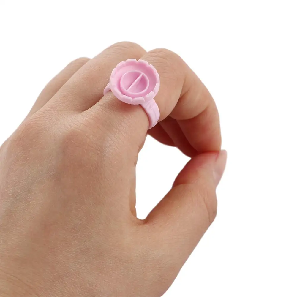 

100 Pcs/Pack Plastic Eyelash Glue Extension Rings Disposable Eyelash Grafted Tools Tattoo Ink Pigments Holder Container