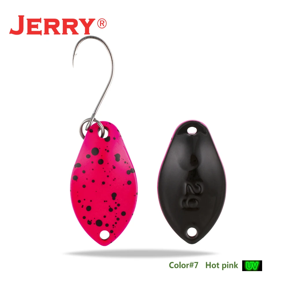 hot pink Jerry 2 г 3 г микро форели ложки сверхлегкие латунные рыболовные ложки один крючок Пресноводные металлические приманки зона окуня для ловли щуки pesca - Цвет: hot pink