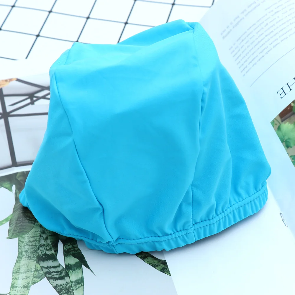 

Adult Swim Cap Polyester Cloth Fabric Bathing Cap Men and Swimming Hat Caps for Water Sports (Light Blue)