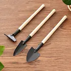 3 шт.компл. садовые инструменты с деревянной ручкой, лопата для горшечных растений из нержавеющей стали, лопата для горшечных растений