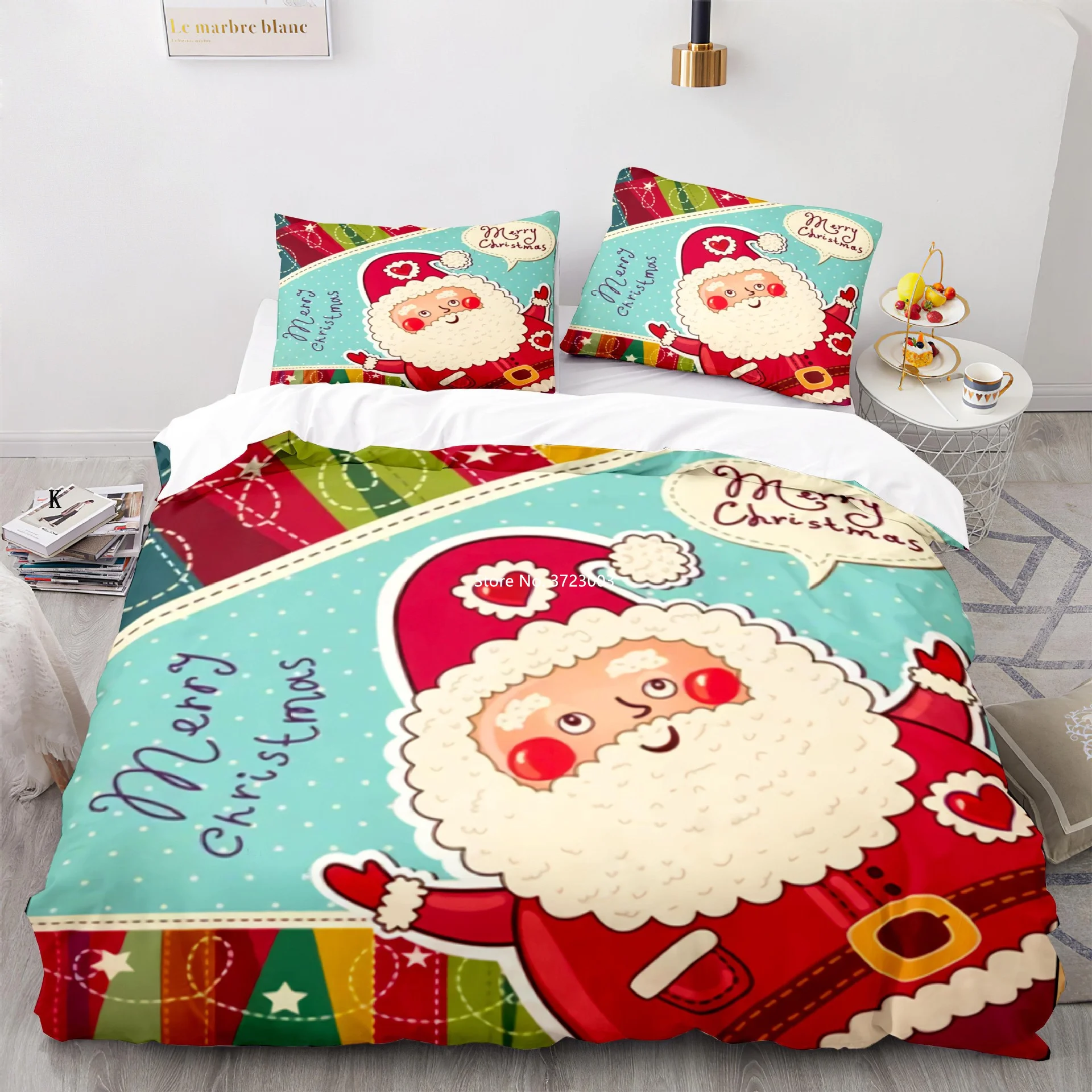 

Комплект постельного белья с 3d-изображением Санта-Клауса, пододеяльником и наволочкой