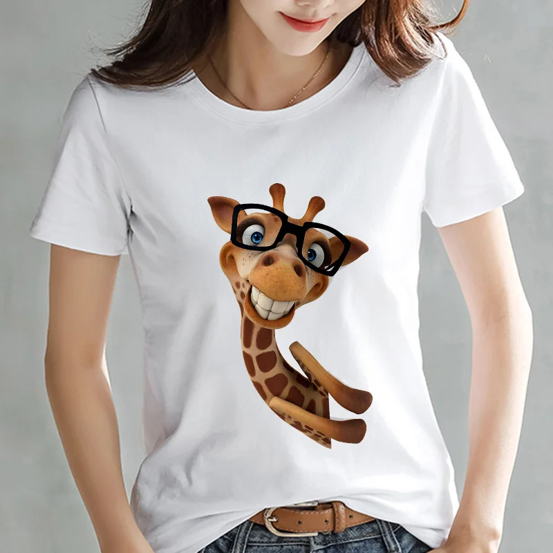 

Fashion Hipster Harajuku cute T-shirt female clothing Streetwear Tops Tees 2021 New T shirt Women kawaii giraffe printed tshirt