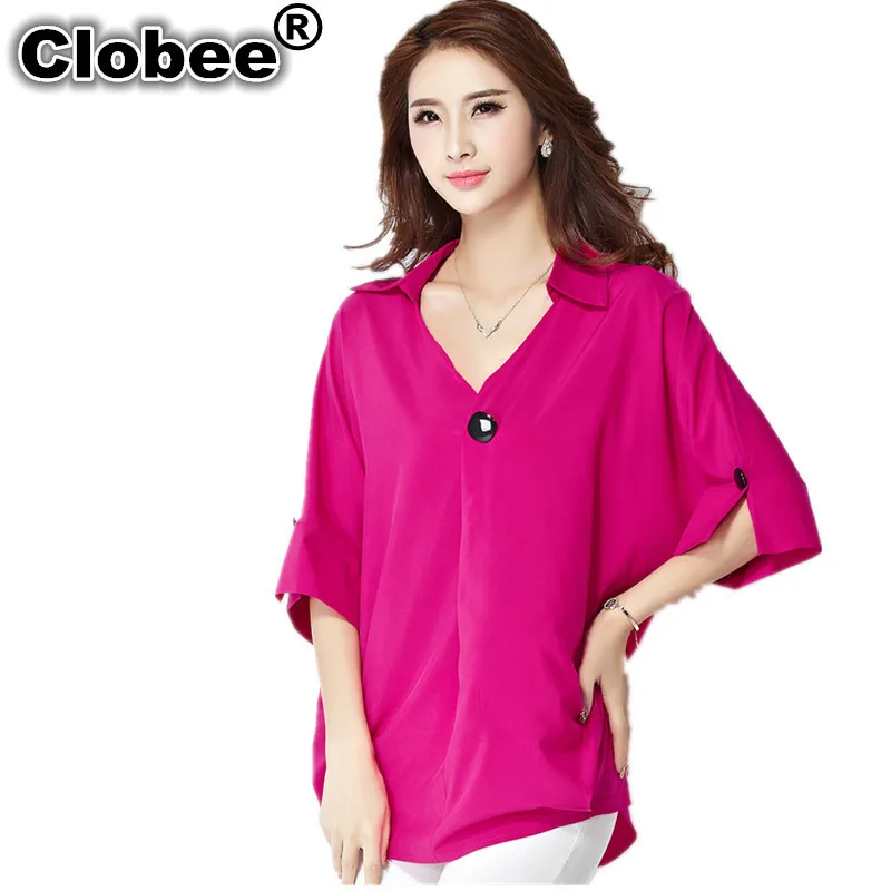Clobee 2019 Весна и лето Blusas Плюс Размер Женская одежда Туника Половина рукава шифон