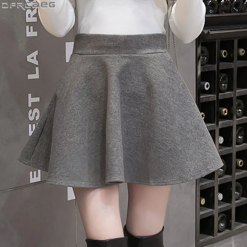 Женская винтажная шерстяная мини юбка плиссированная школьная с высокой талией