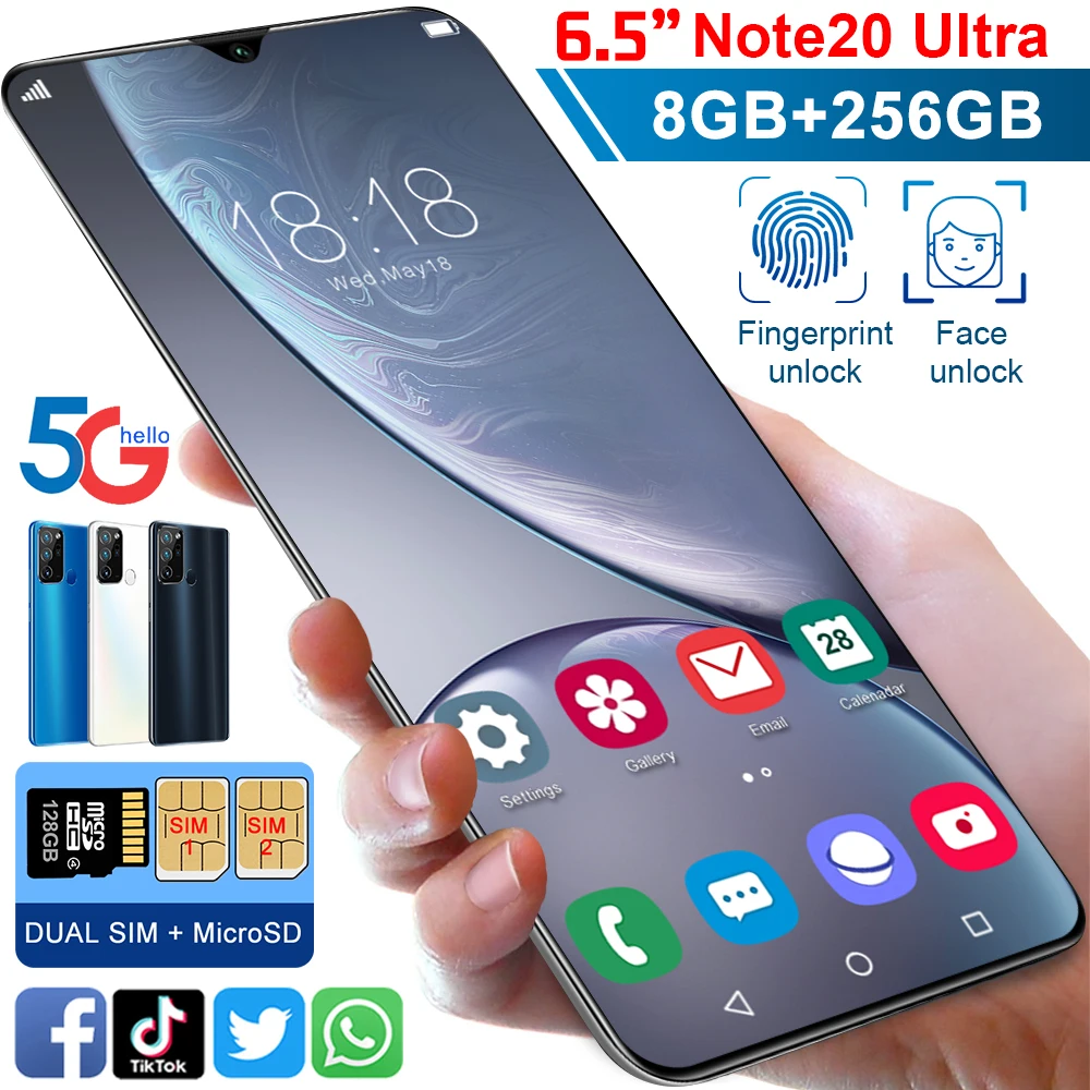 

NEW 5G Note20Ultra 10core Mobile Phone 8G 256G Dual Card 6.7” Full-screen Ultrabook Global telefones celulares Smartphone google