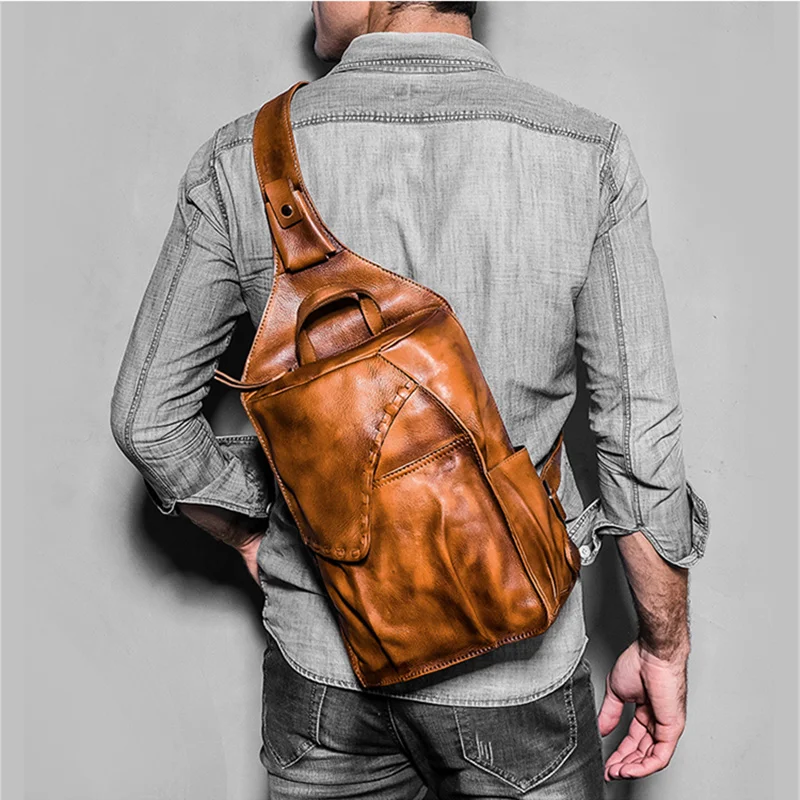 Винтажная сумка из натуральной кожи мужская сумка bolsas слинг нагрудная сумка для мужчин сумка через плечо мессенге сумка на плечо слинг груди пакет сумка