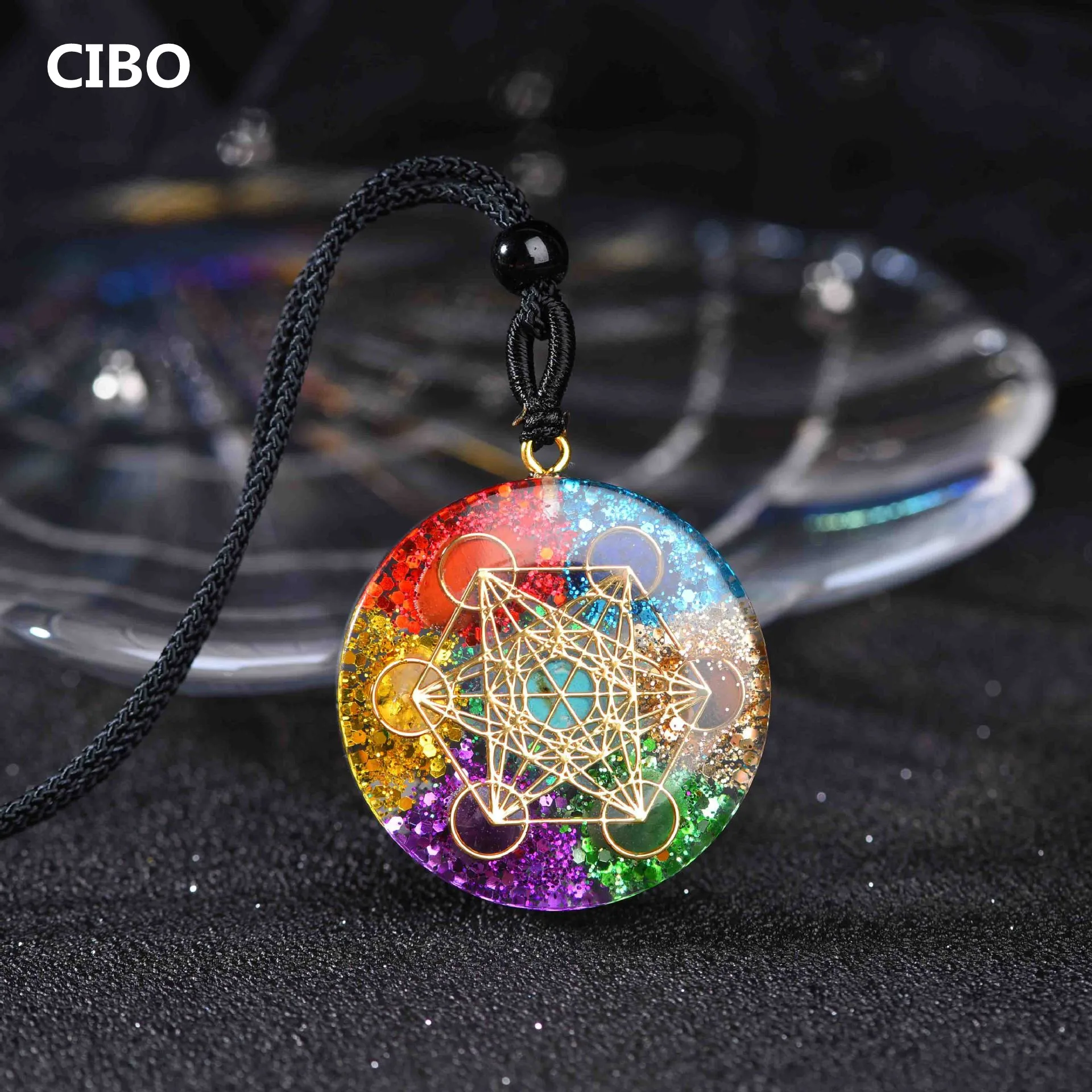 

CIBO Orgonite Pendant Orgonite Natural Crystal Seven Chakra Epoxy Pendant chakra
