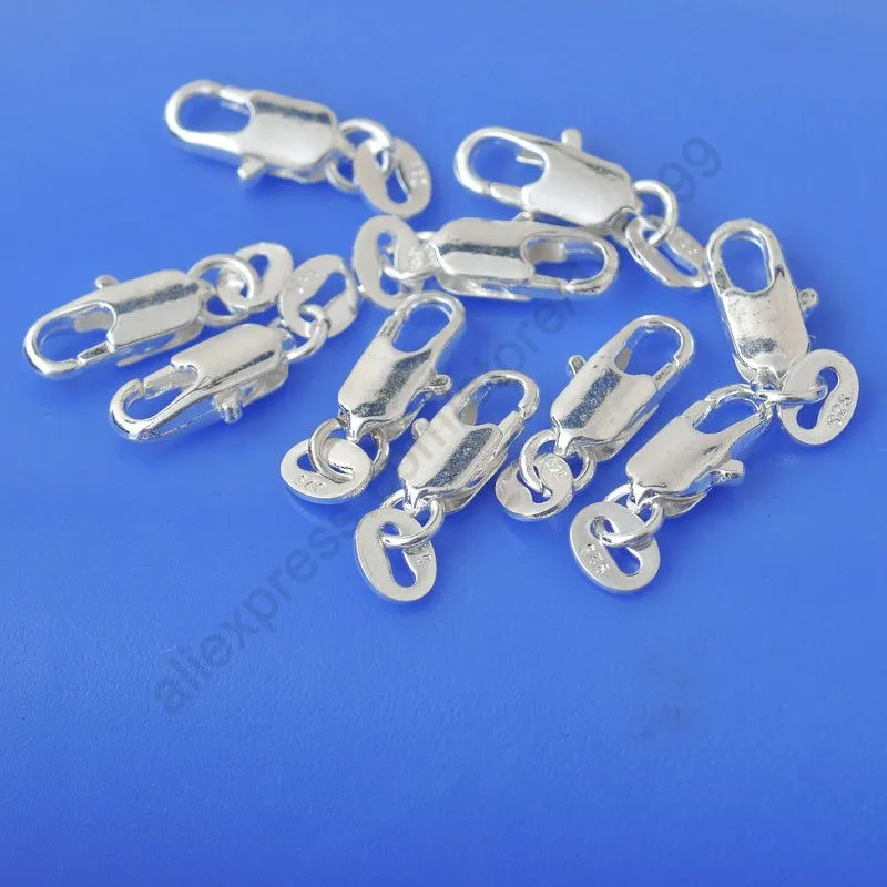 Wholesale Jewelry Findings 50PCS Genuine 925 Sterling Silver Lobster Clasps For DIY Jewelry Women Fashion Hand Making