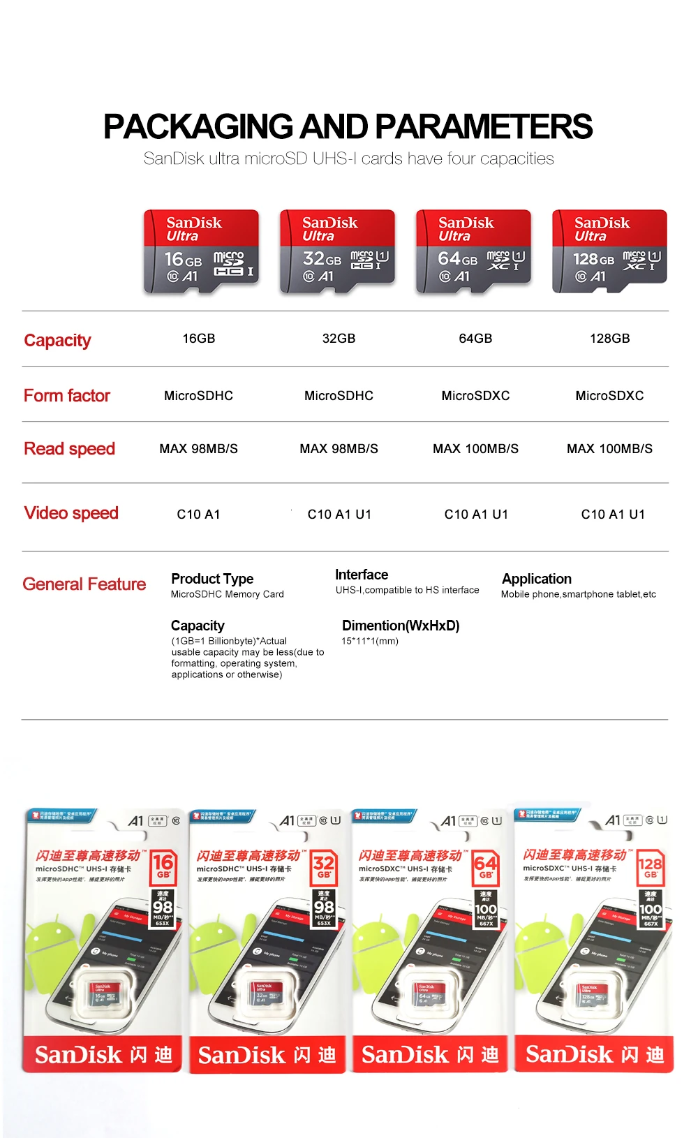 Sandisk микро SD карты 256 г 200 ГБ 128 Гб 64 Гб 100 МБ/с. слот для карт памяти SD/TF флеш-карта Class10 32 Гб оперативной памяти, 16 Гб встроенной памяти microSD для планшета/смартфона