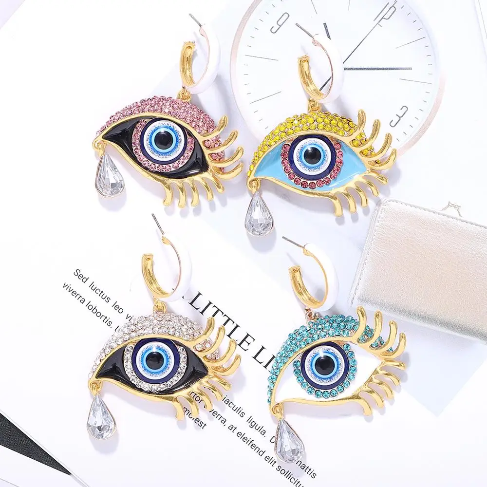 Dvacaman, металлические модные серьги обруча в виде животных, Boho, много цветов, злой глаз/лимонный кристалл, массивные серьги для женщин, подарок, макси ювелирные изделия