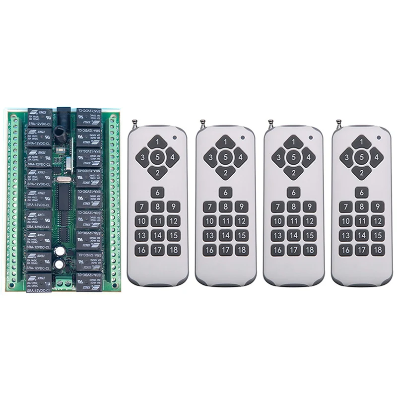 DC 12V 18 CH 18CH RF Беспроводной дистанционного Управление светильник выключатель двигателя Системы передатчик + приемник/современный потолочный светильник/фурнитура для гаражной двери/жалюзи/окна
